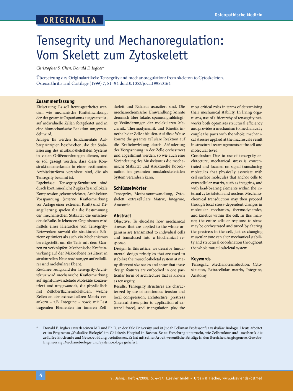 Tensegrity und Mechanoregulation: Vom Skelett zum Zytoskelett 