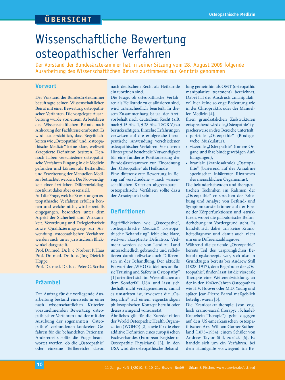 Wissenschaftliche Bewertung osteopathischer Verfahren