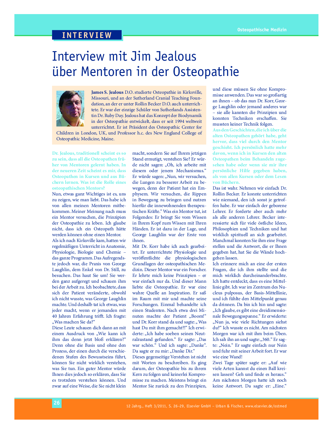 Interview mit Jim Jealous über Mentoren in der Osteopathie