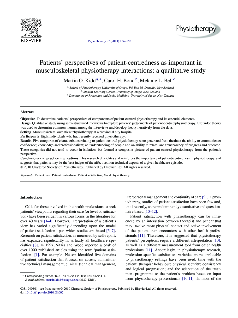 Patients’ perspectives of patient-centredness as important in musculoskeletal physiotherapy interactions: a qualitative study