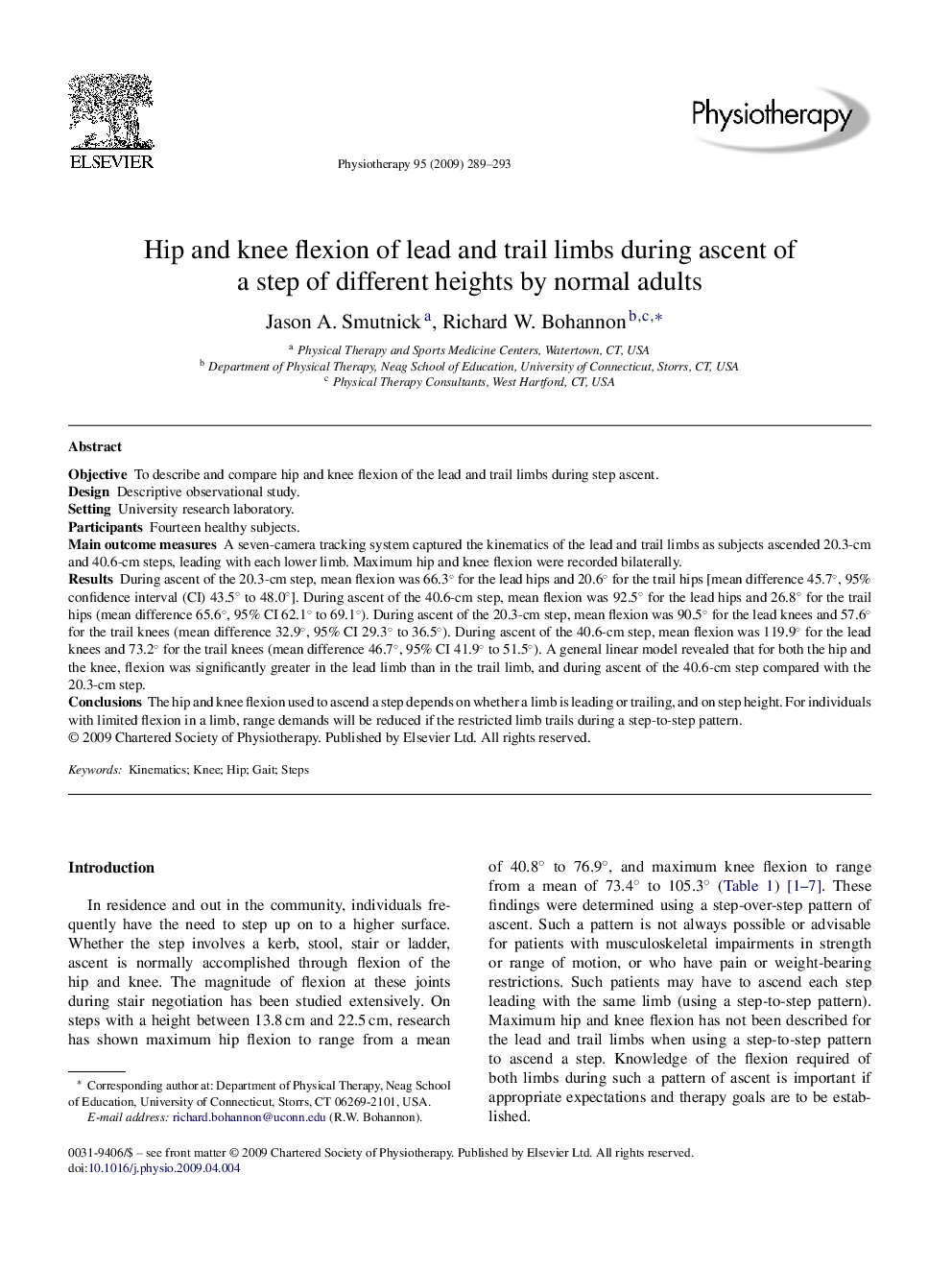 Hip and knee flexion of lead and trail limbs during ascent of a step of different heights by normal adults