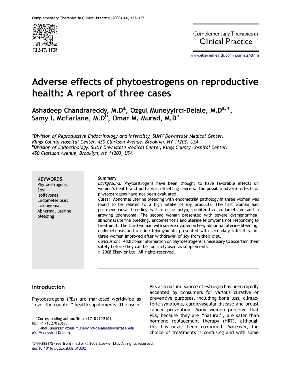 Adverse effects of phytoestrogens on reproductive health: A report of three cases