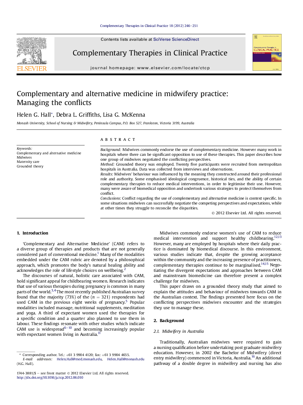 Complementary and alternative medicine in midwifery practice: Managing the conflicts