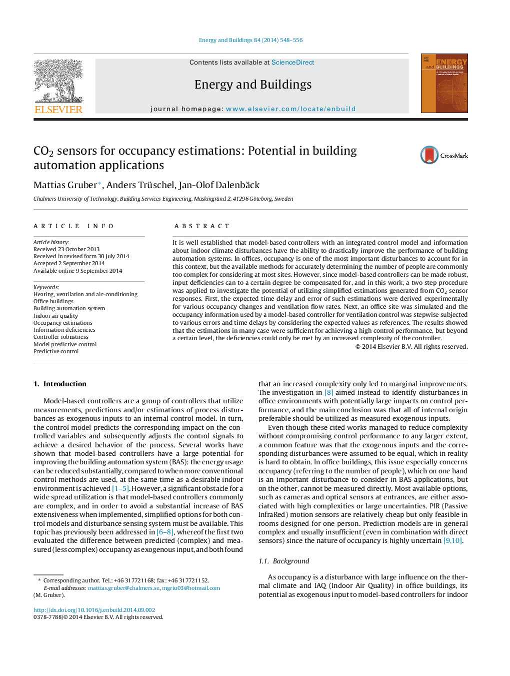 CO2 sensors for occupancy estimations: Potential in building automation applications