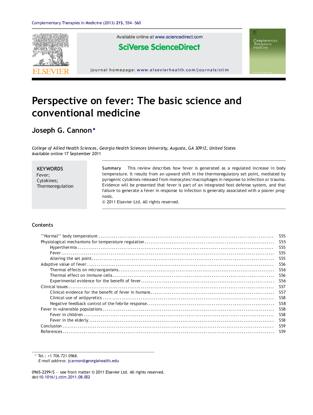 Perspective on fever: The basic science and conventional medicine