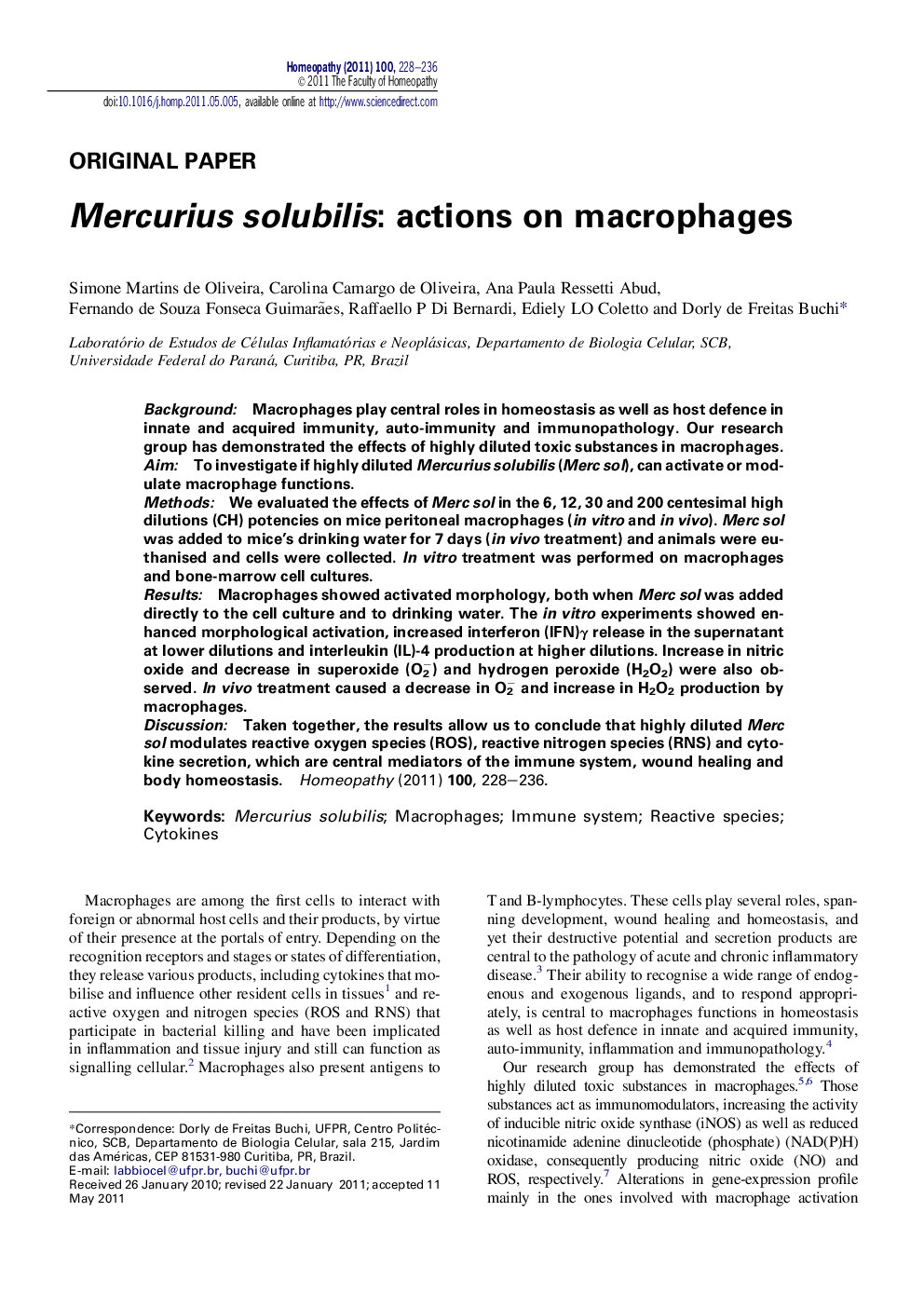 Mercurius solubilis: actions on macrophages
