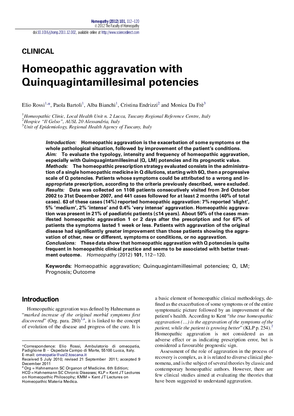 Homeopathic aggravation with Quinquagintamillesimal potencies