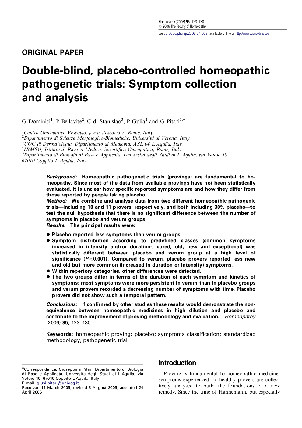 Double-blind, placebo-controlled homeopathic pathogenetic trials: Symptom collection and analysis