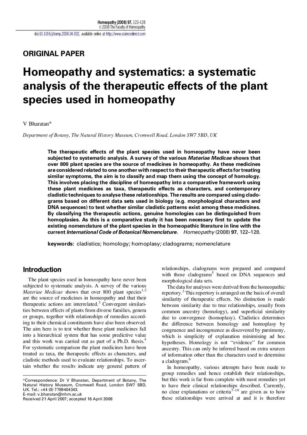 Homeopathy and systematics: a systematic analysis of the therapeutic effects of the plant species used in homeopathy