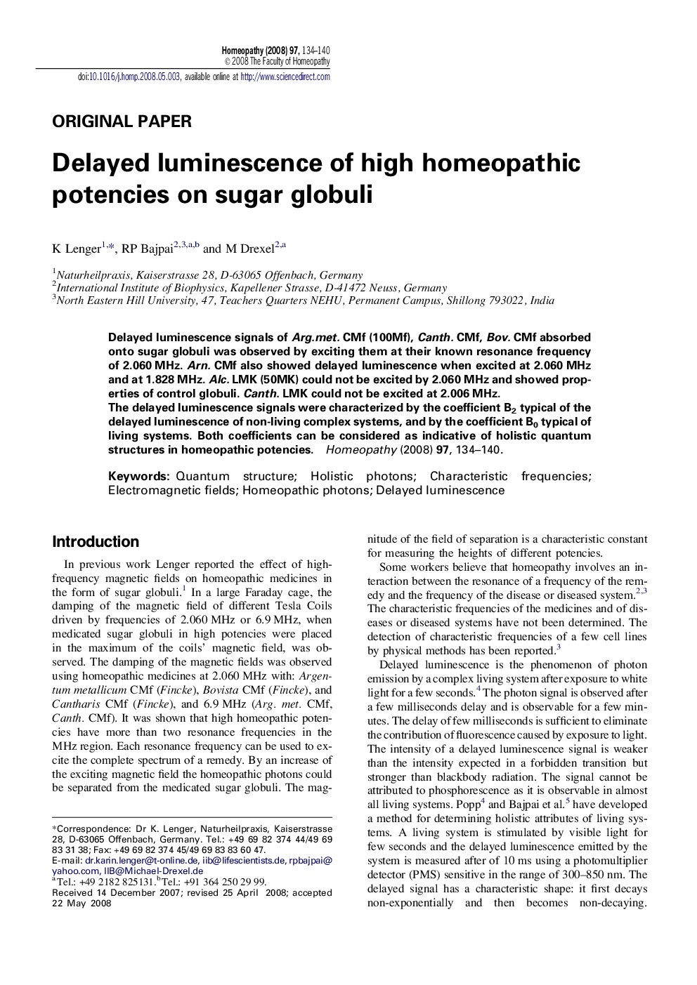 Delayed luminescence of high homeopathic potencies on sugar globuli