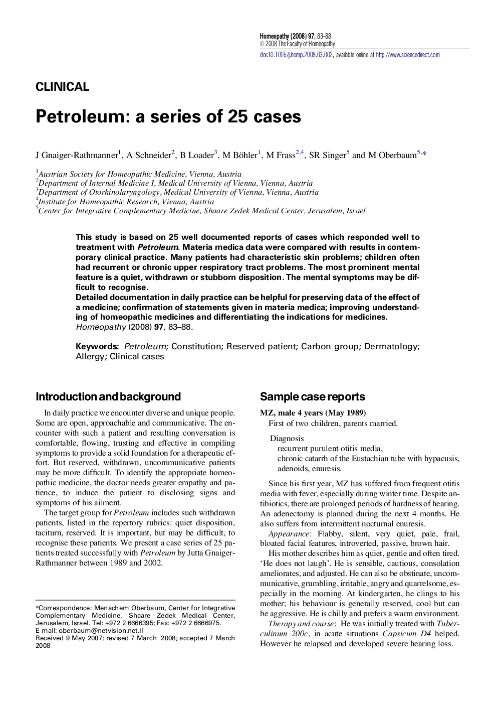 Petroleum: a series of 25 cases