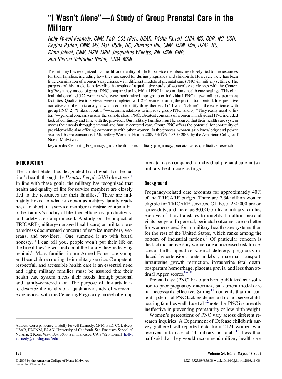 “I Wasn't Alone”-A Study of Group Prenatal Care in the Military