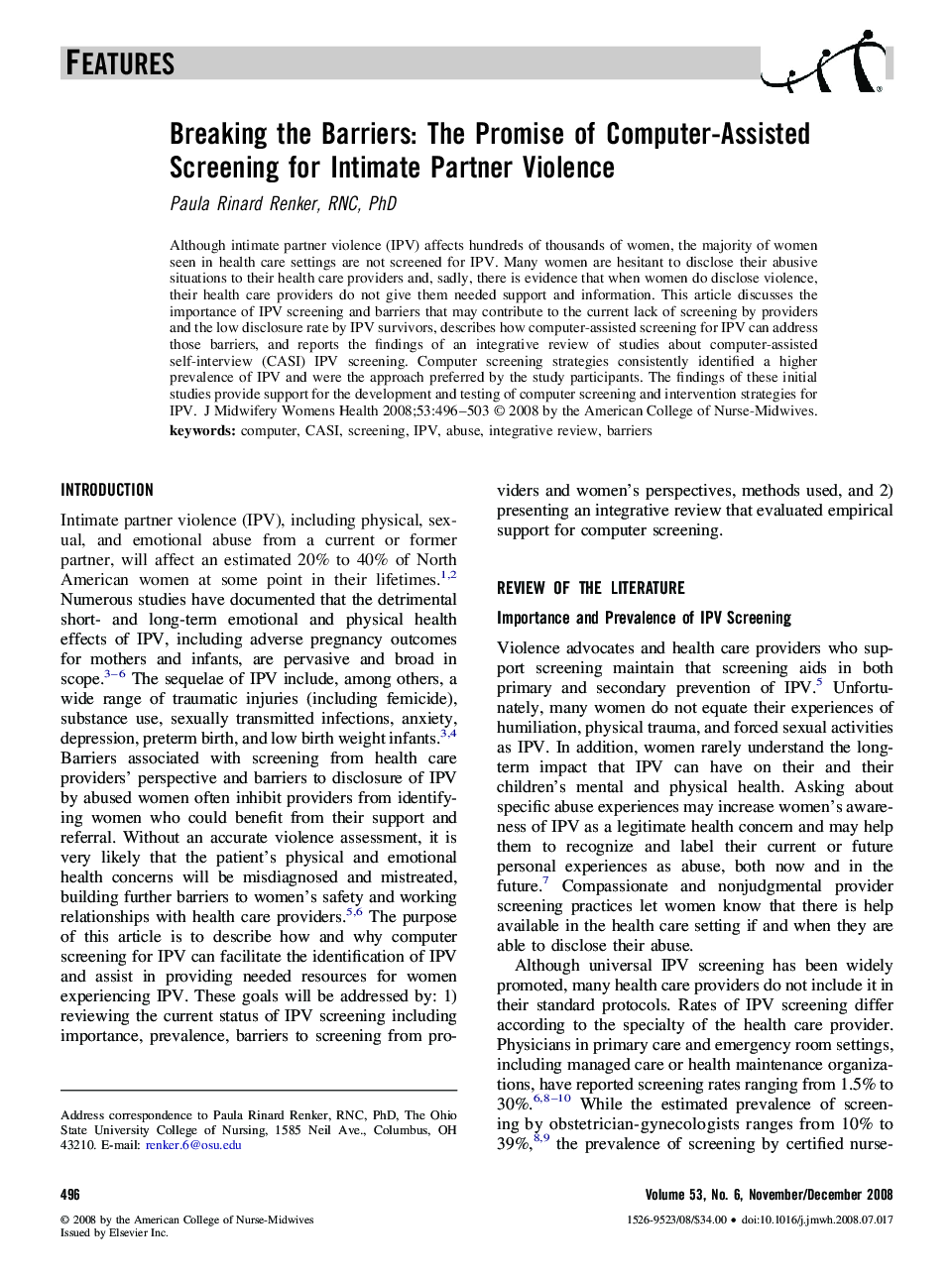 Breaking the Barriers: The Promise of Computer-Assisted Screening for Intimate Partner Violence