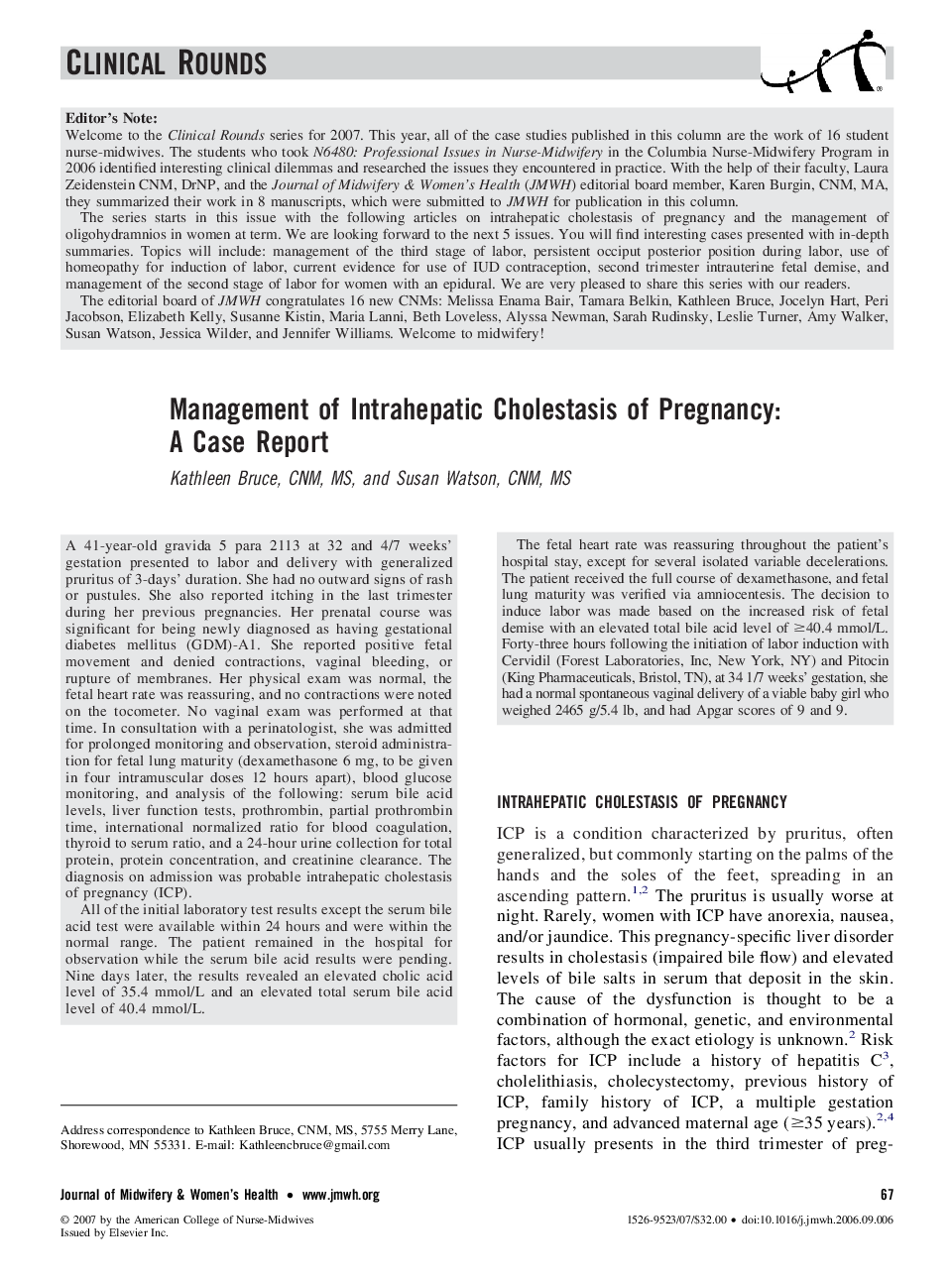 عکس صفحه اول مقاله: Management of Intrahepatic Cholestasis of Pregnancy: A Case Report Management of Intrahepatic Cholestasis of Pregnancy: A Case Report