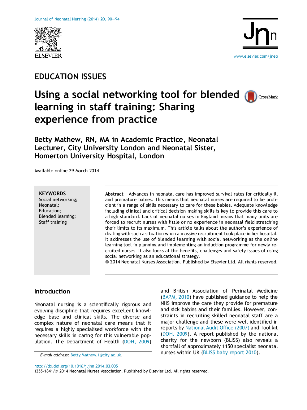 Using a social networking tool for blended learning in staff training: Sharing experience from practice