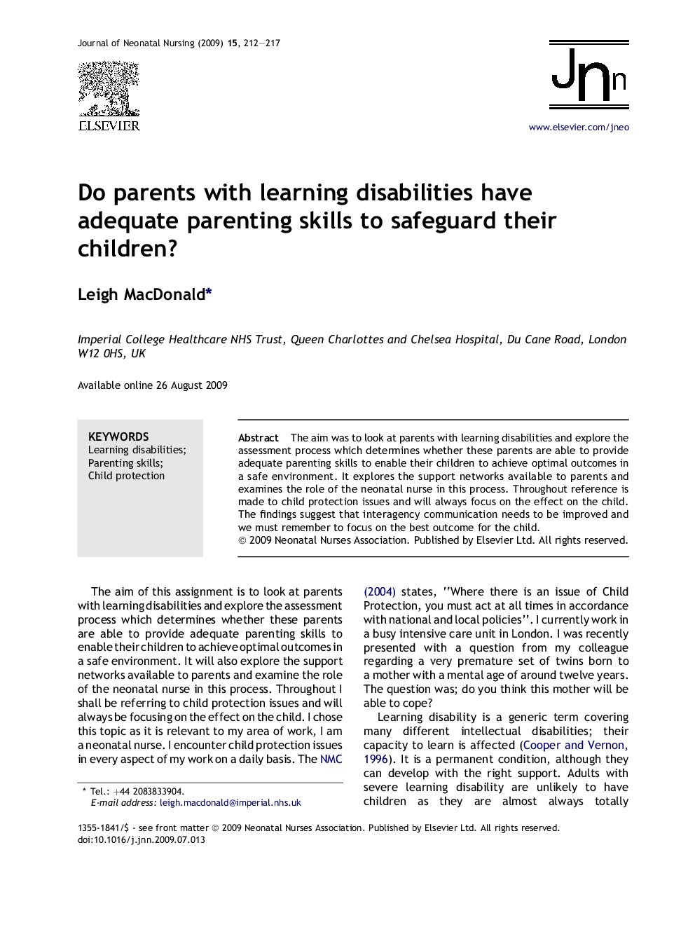 Do parents with learning disabilities have adequate parenting skills to safeguard their children?