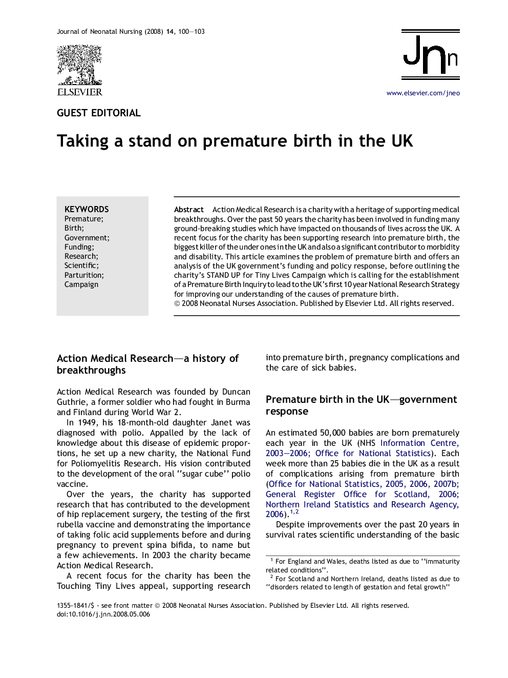 Taking a stand on premature birth in the UK