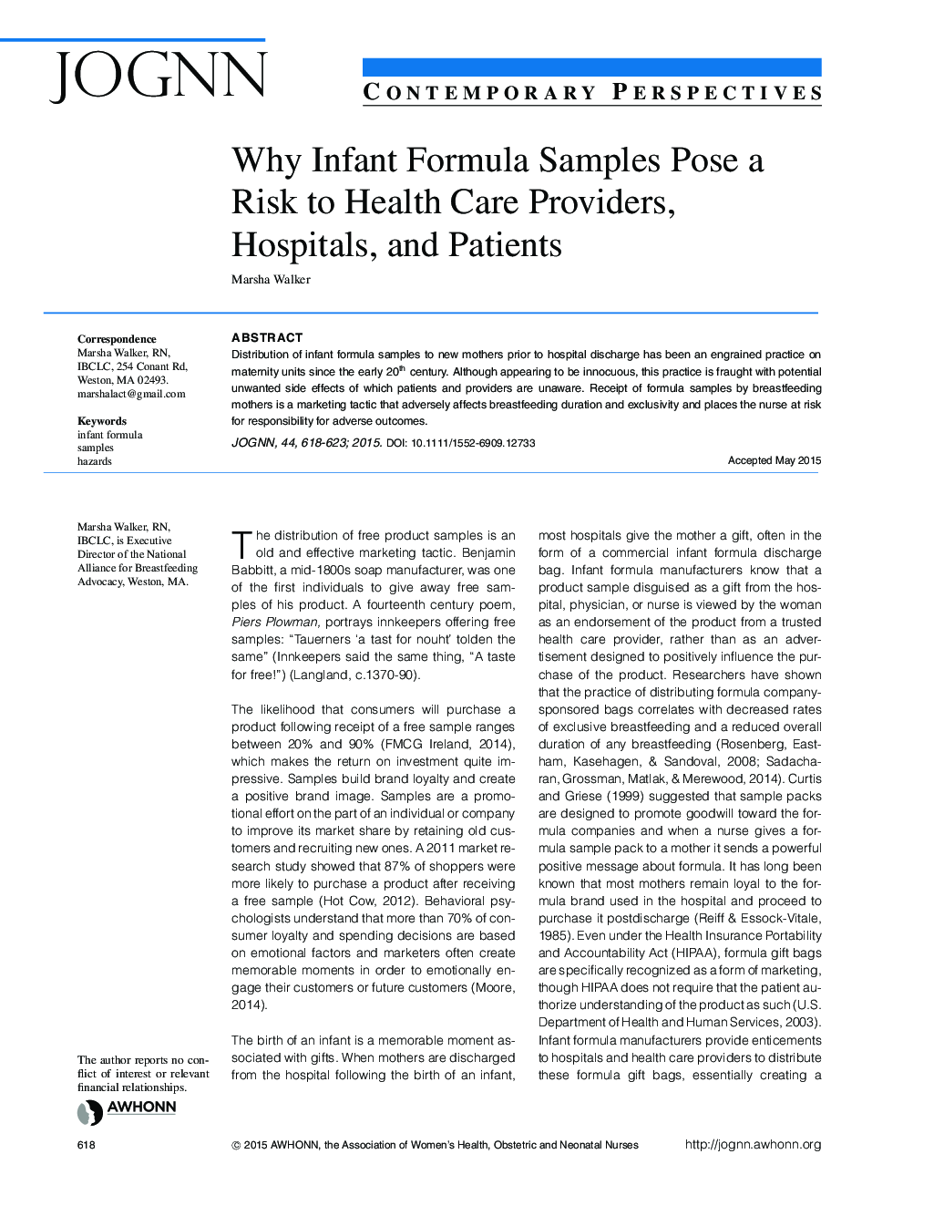 Why Infant Formula Samples Pose a Risk to Health Care Providers, Hospitals, and Patients