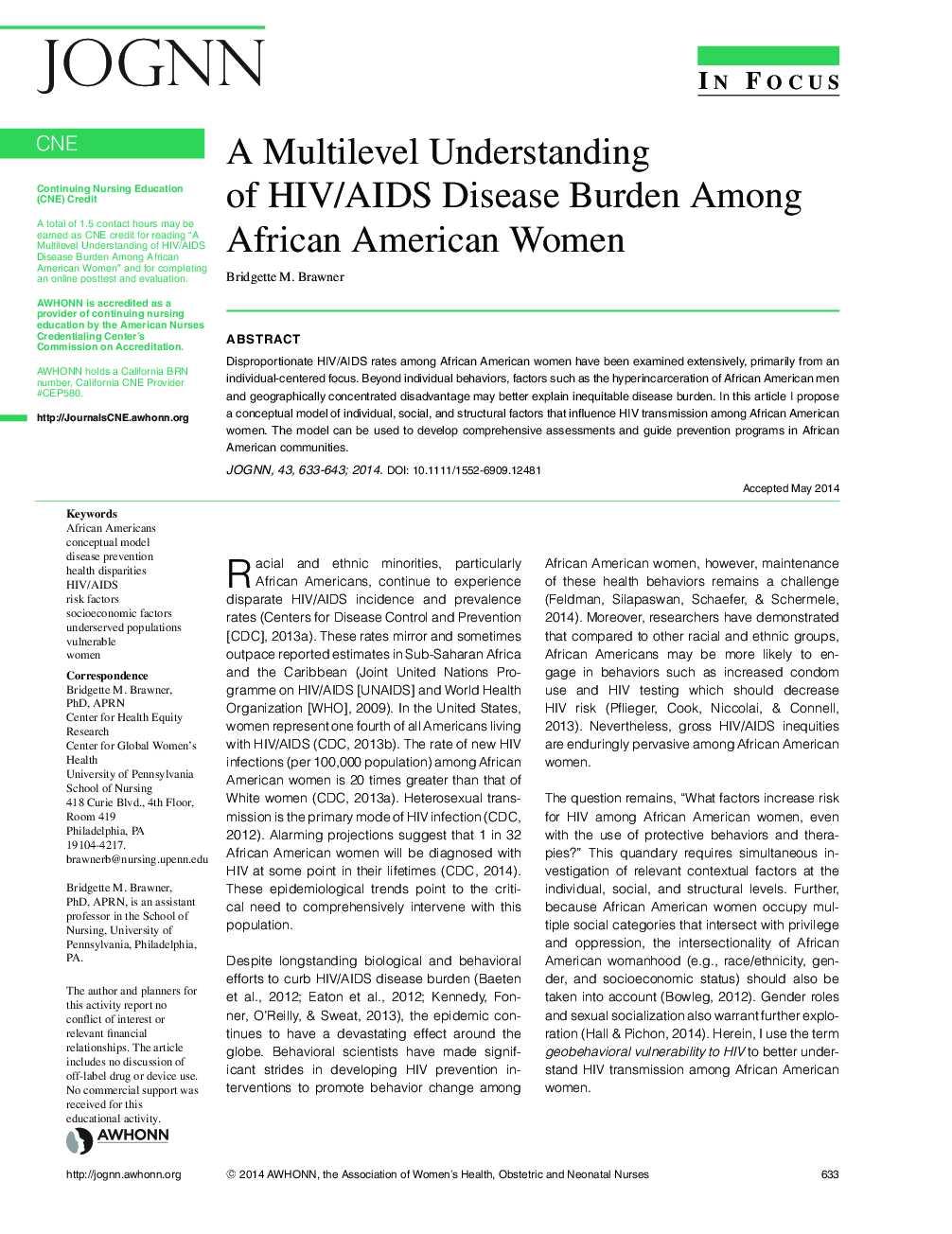 A Multilevel Understanding of HIV/AIDS Disease Burden Among African American Women