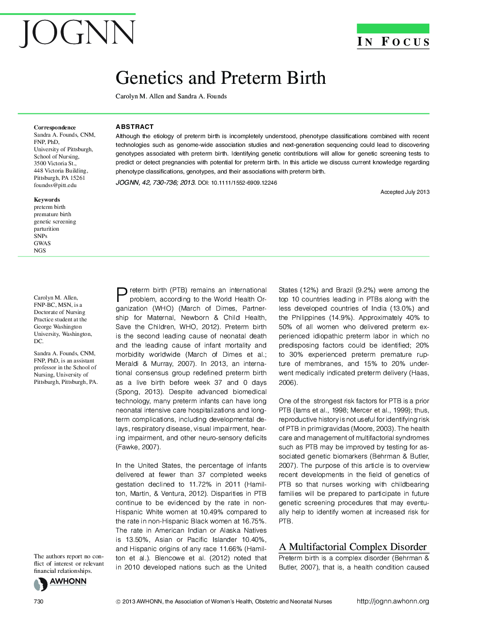 Genetics and Preterm Birth