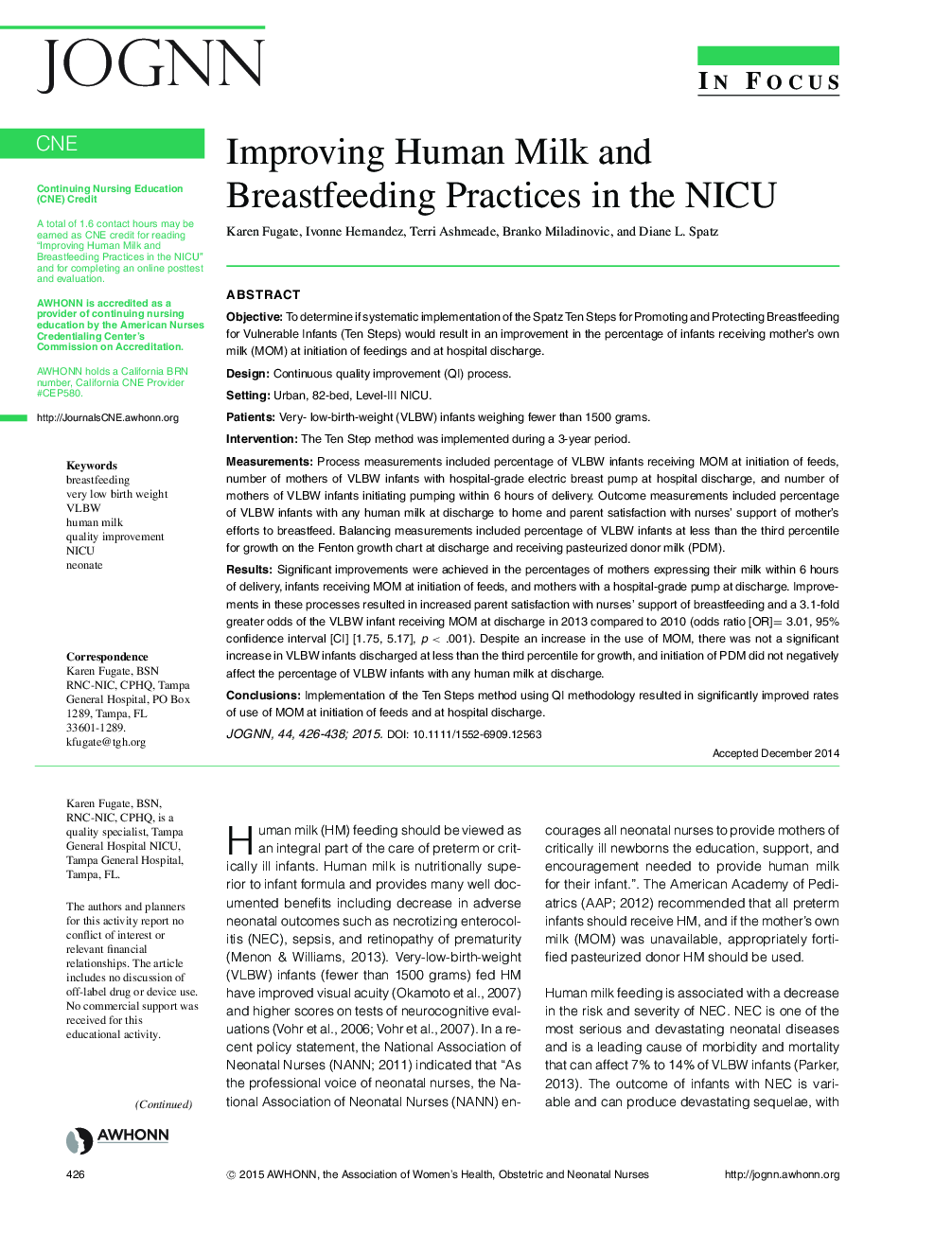 Improving Human Milk and Breastfeeding Practices in the NICU