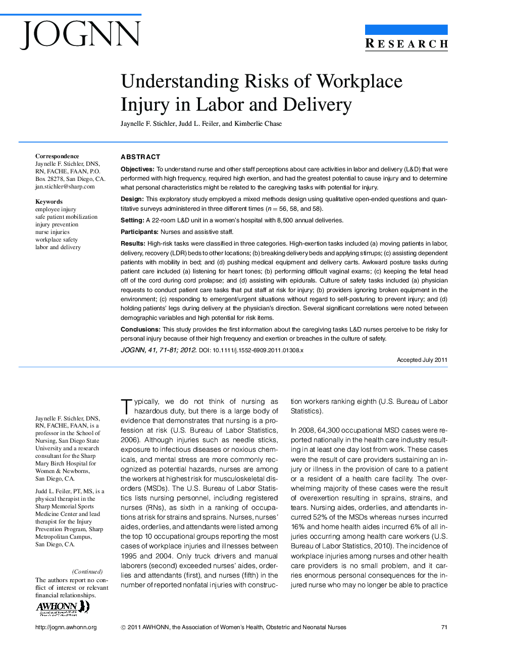 Understanding Risks of Workplace Injury in Labor and Delivery