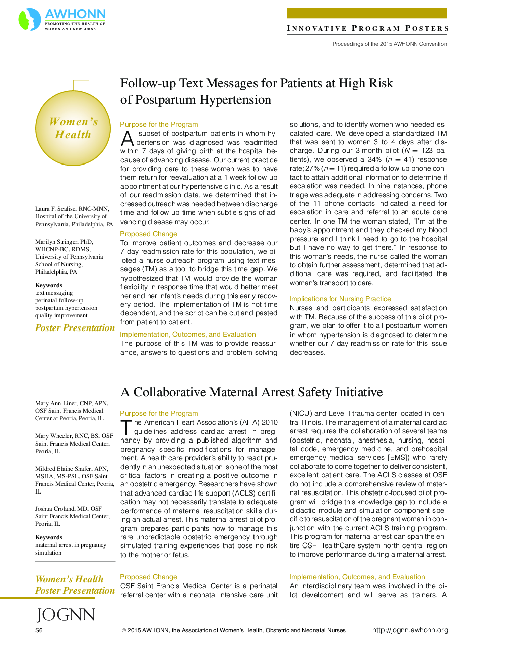 A TeamSTEPPS Approach to Improving the Pain Experience of Obstetric Patients