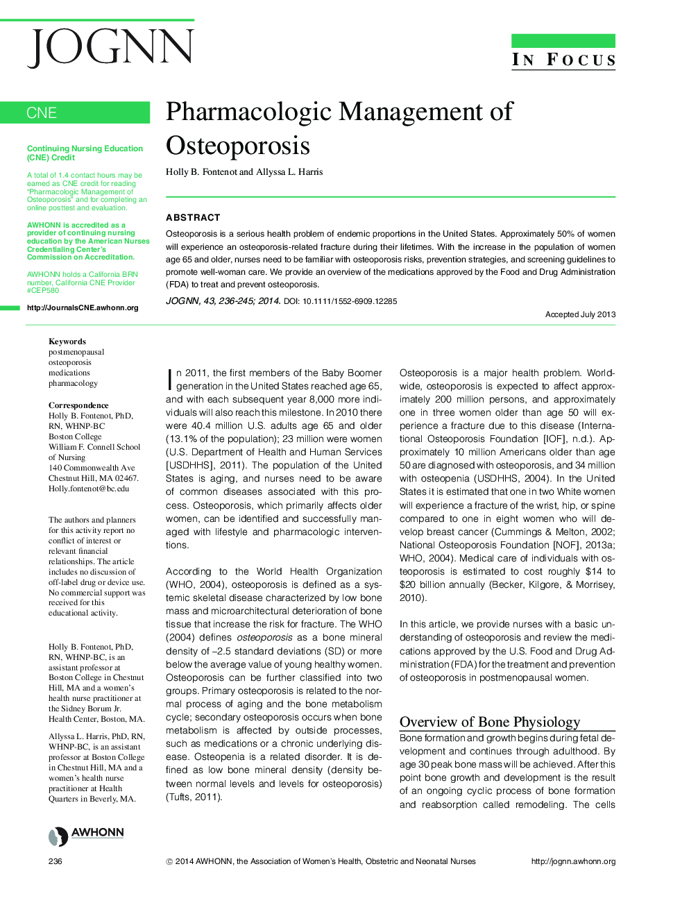 Pharmacologic Management of Osteoporosis