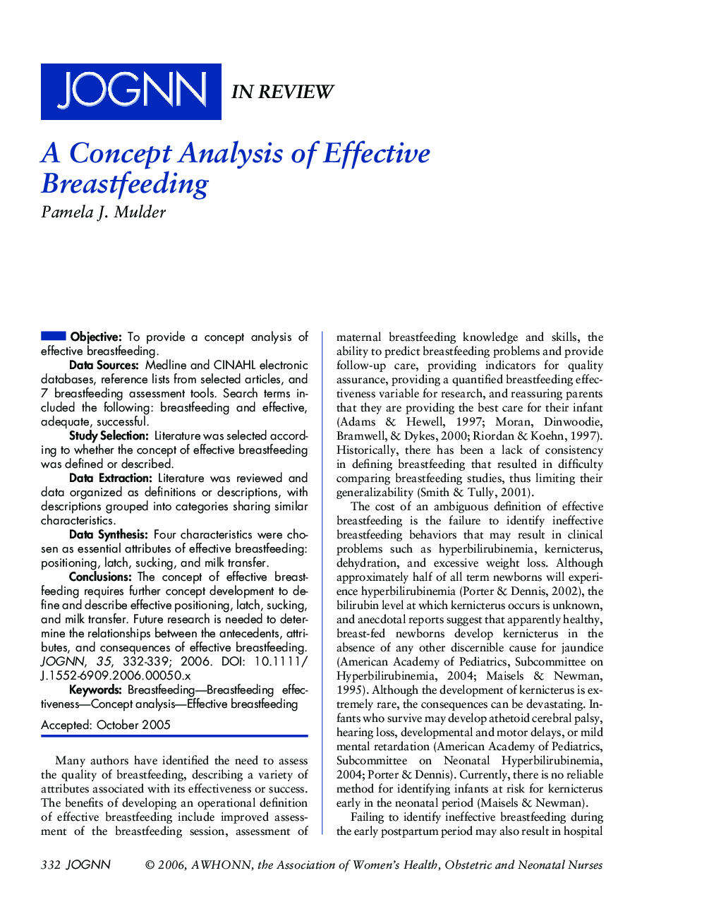 A Concept Analysis of Effective Breastfeeding