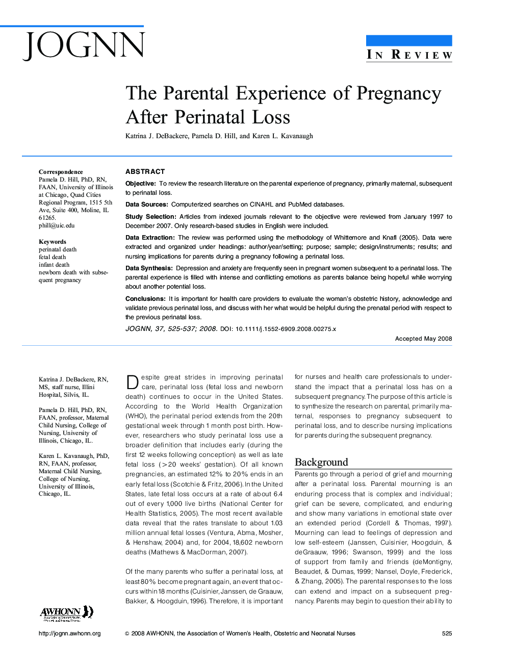 The Parental Experience of Pregnancy After Perinatal Loss