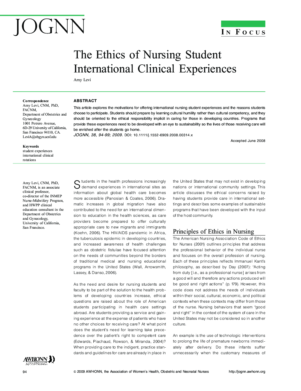 The Ethics of Nursing Student International Clinical Experiences