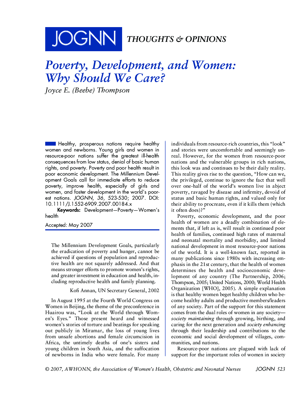 Poverty, Development, and Women: Why Should We Care?