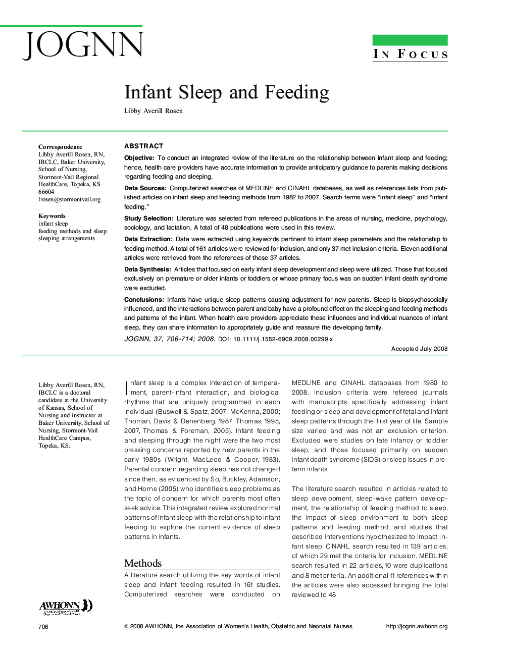 Infant Sleep and Feeding