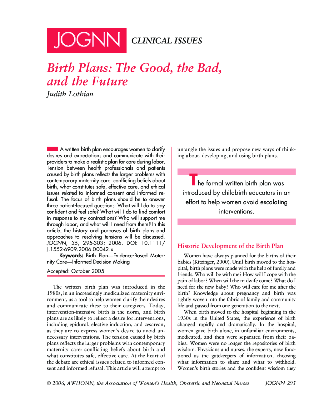 Birth Plans: The Good, the Bad, and the Future