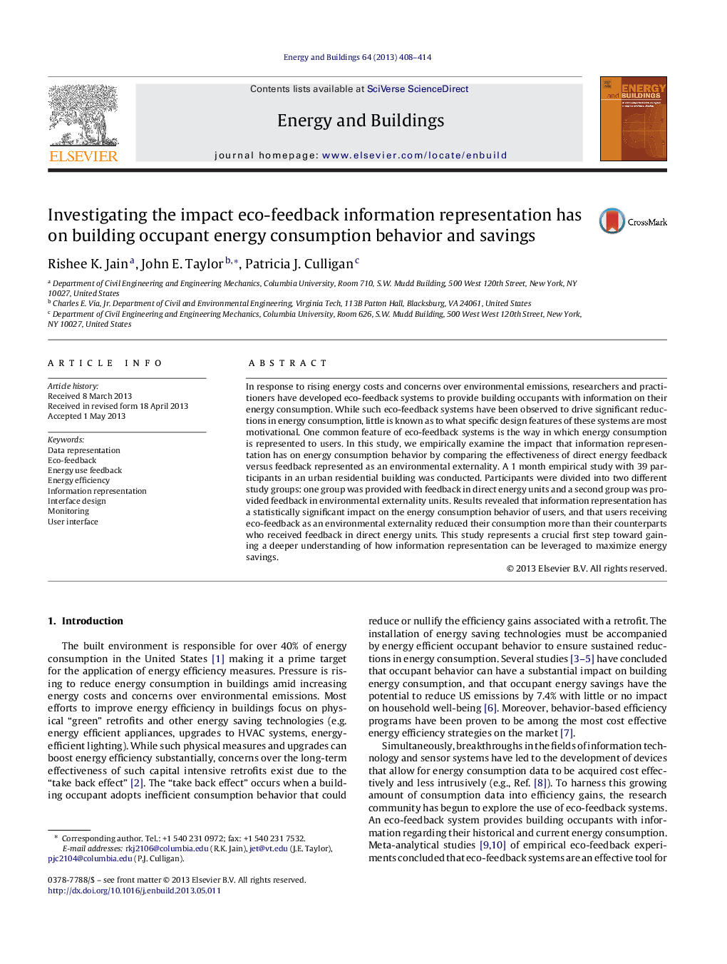 Investigating the impact eco-feedback information representation has on building occupant energy consumption behavior and savings