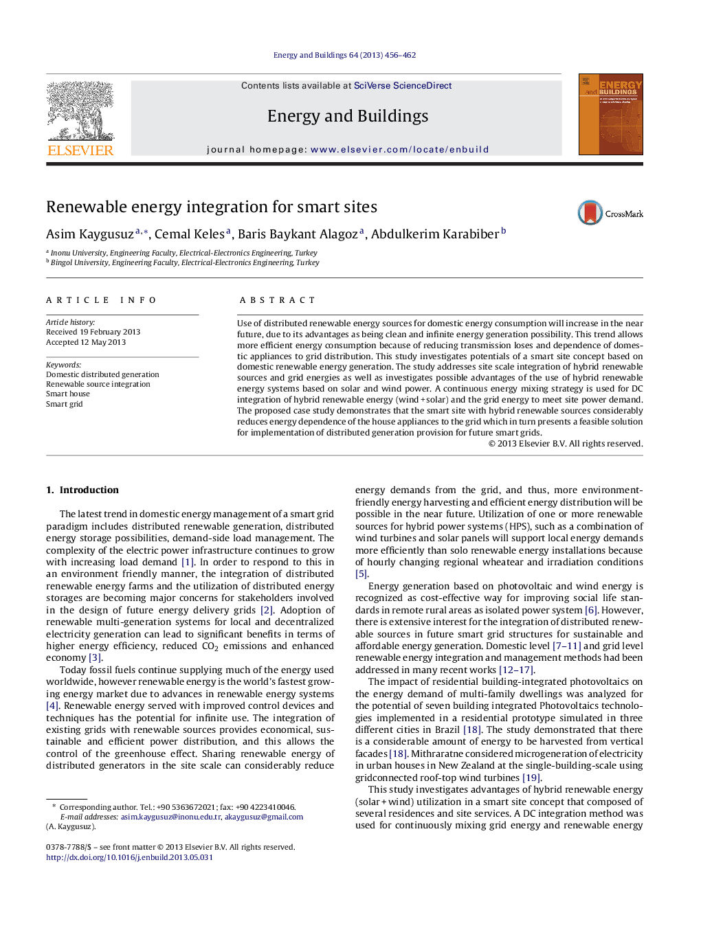 Renewable energy integration for smart sites