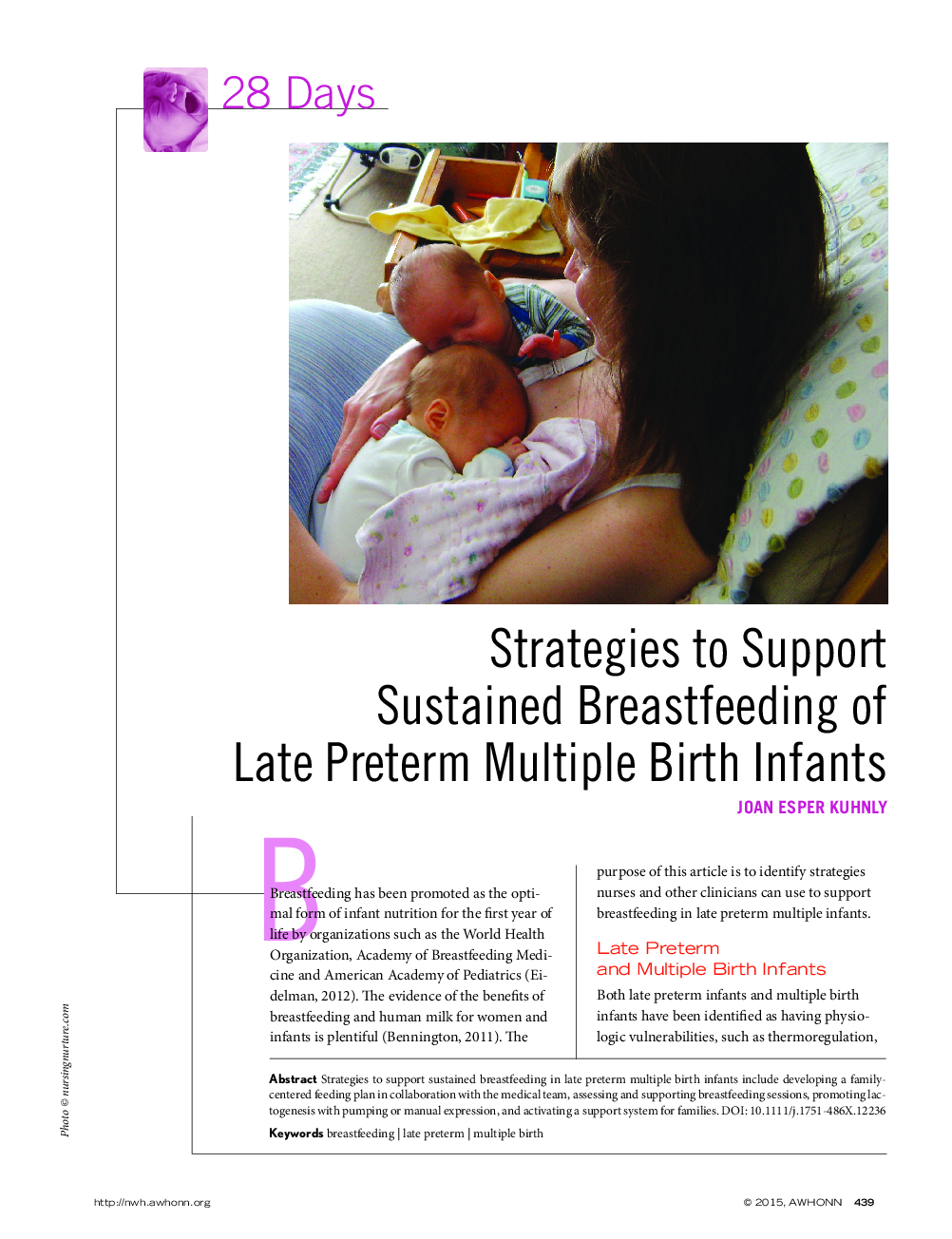 Strategies to Support Sustained Breastfeeding of Late Preterm Multiple Birth Infants