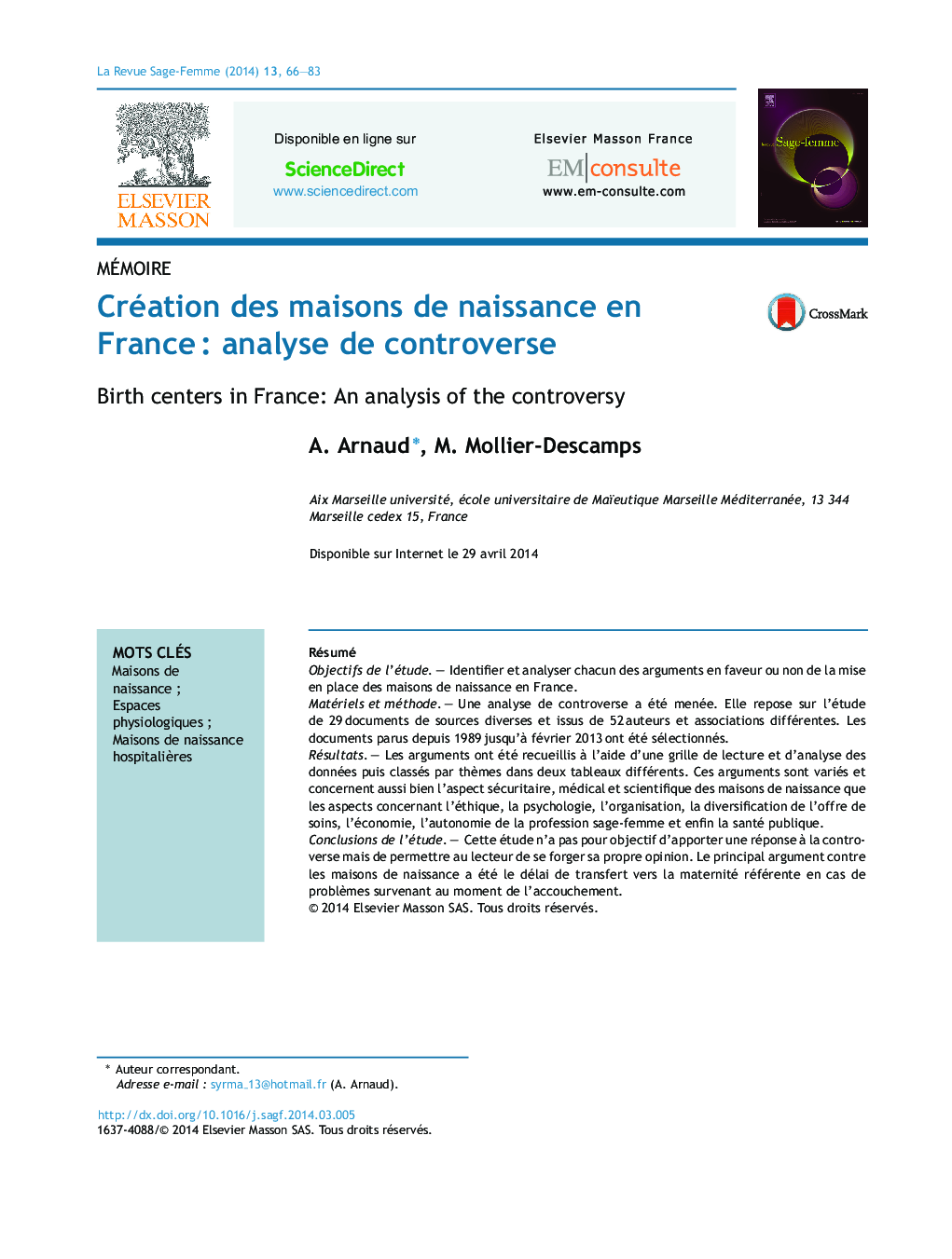 Création des maisons de naissance en FranceÂ : analyse de controverse