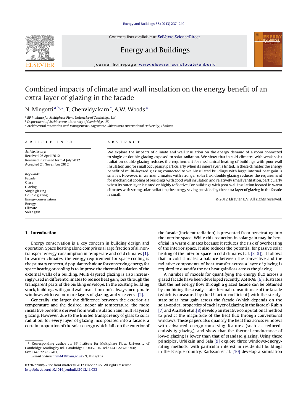 Combined impacts of climate and wall insulation on the energy benefit of an extra layer of glazing in the facade