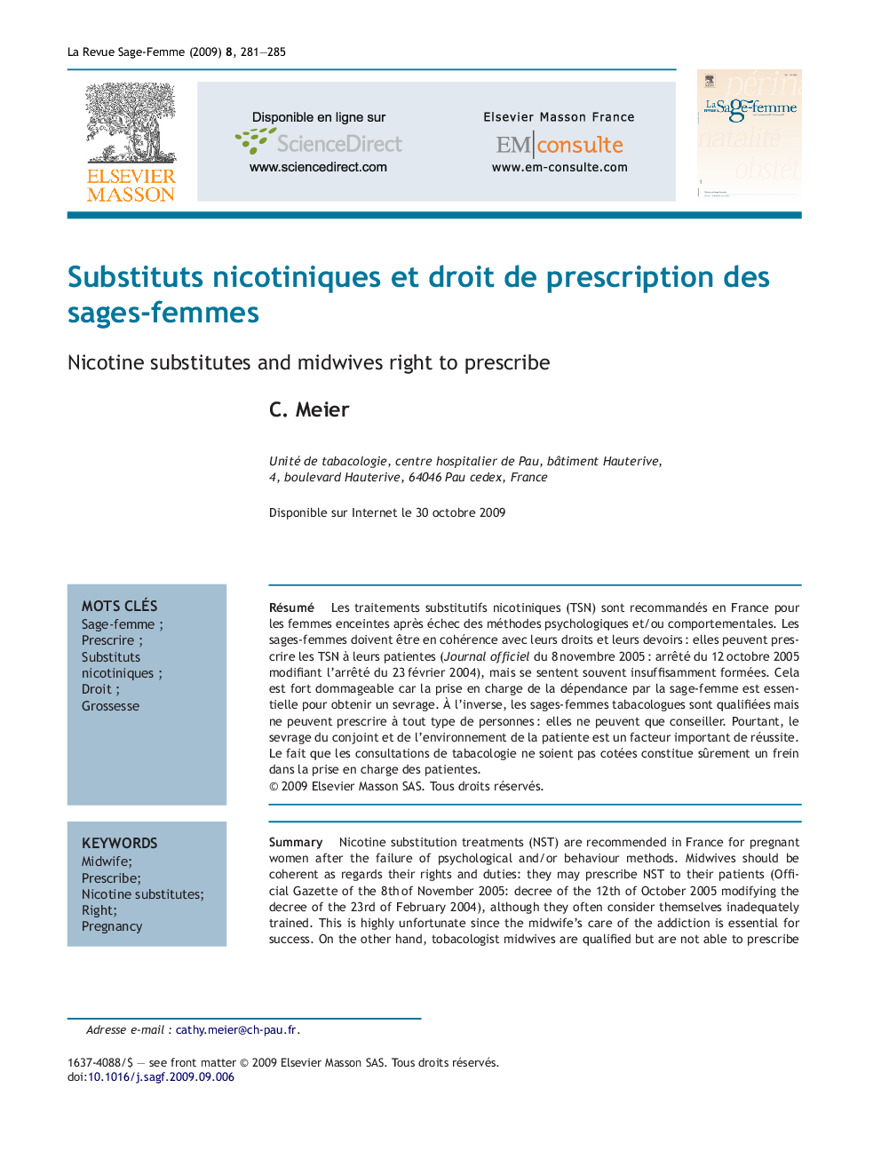 Substituts nicotiniques et droit de prescription des sages-femmes