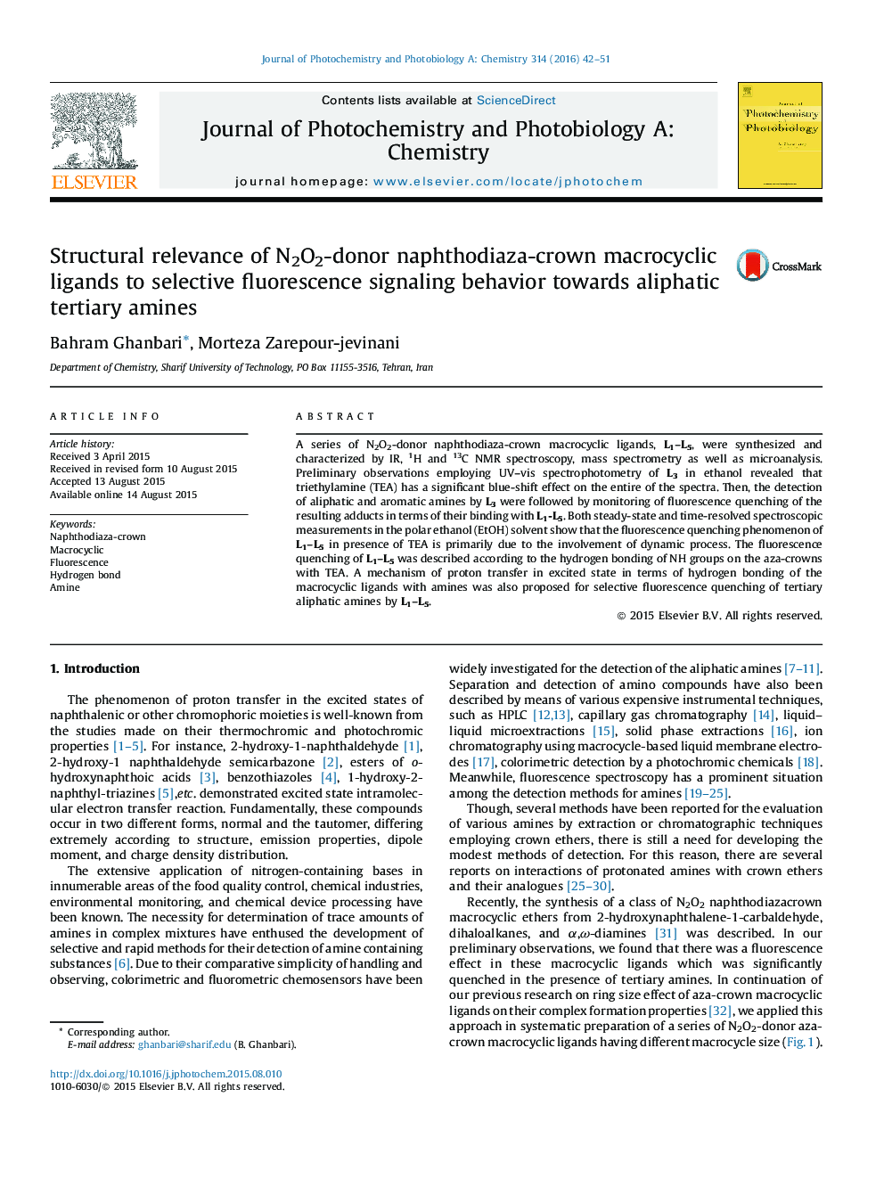 Structural relevance of N2O2-donor naphthodiaza-crown macrocyclic ligands to selective fluorescence signaling behavior towards aliphatic tertiary amines