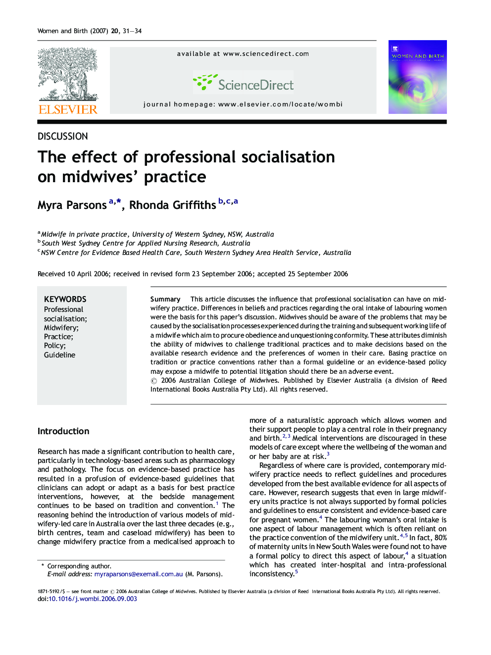 The effect of professional socialisation on midwives’ practice