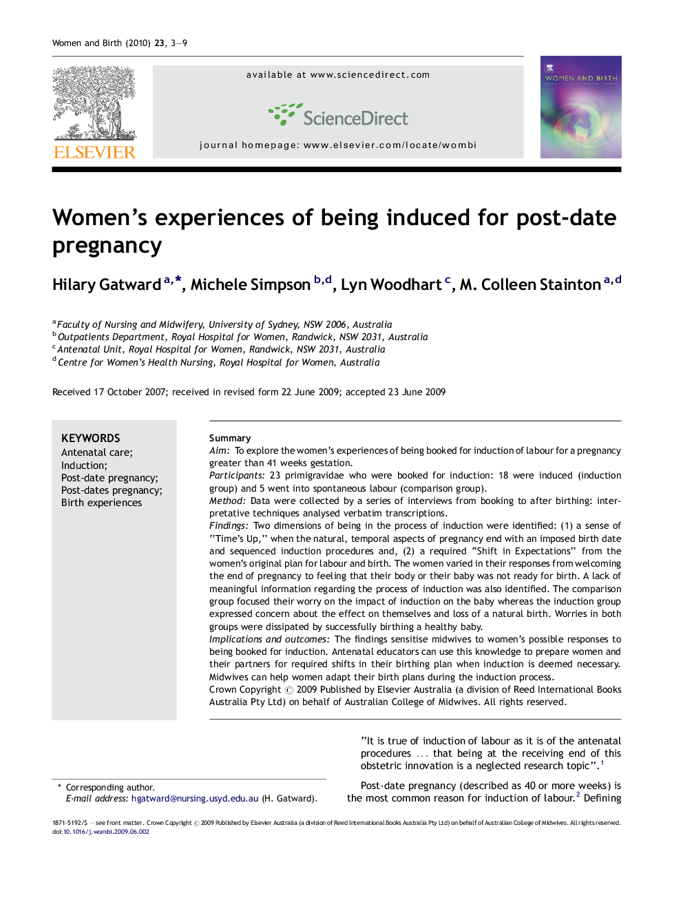 Women's experiences of being induced for post-date pregnancy