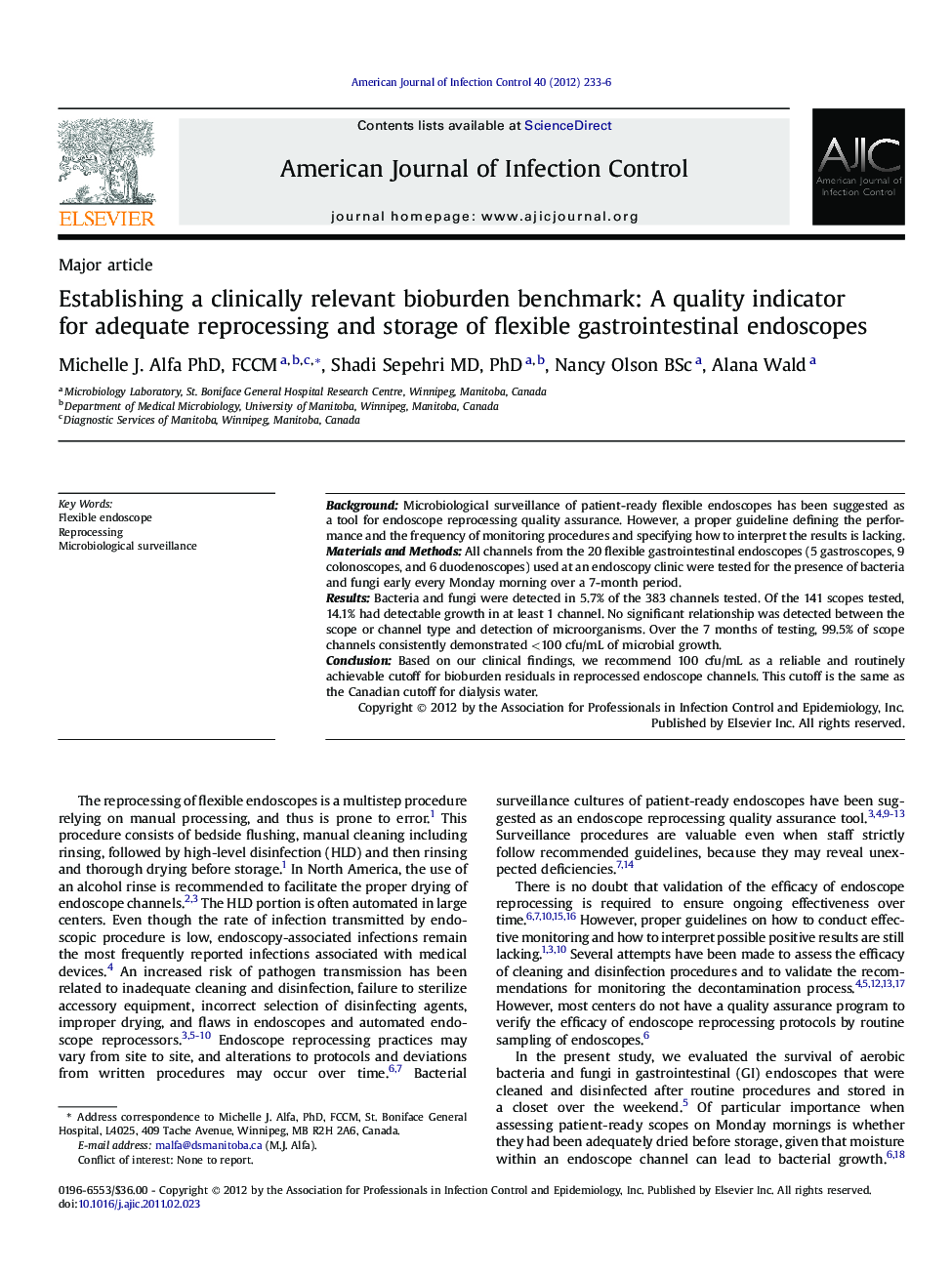 Establishing a clinically relevant bioburden benchmark: A quality indicator for adequate reprocessing and storage of flexible gastrointestinal endoscopes 