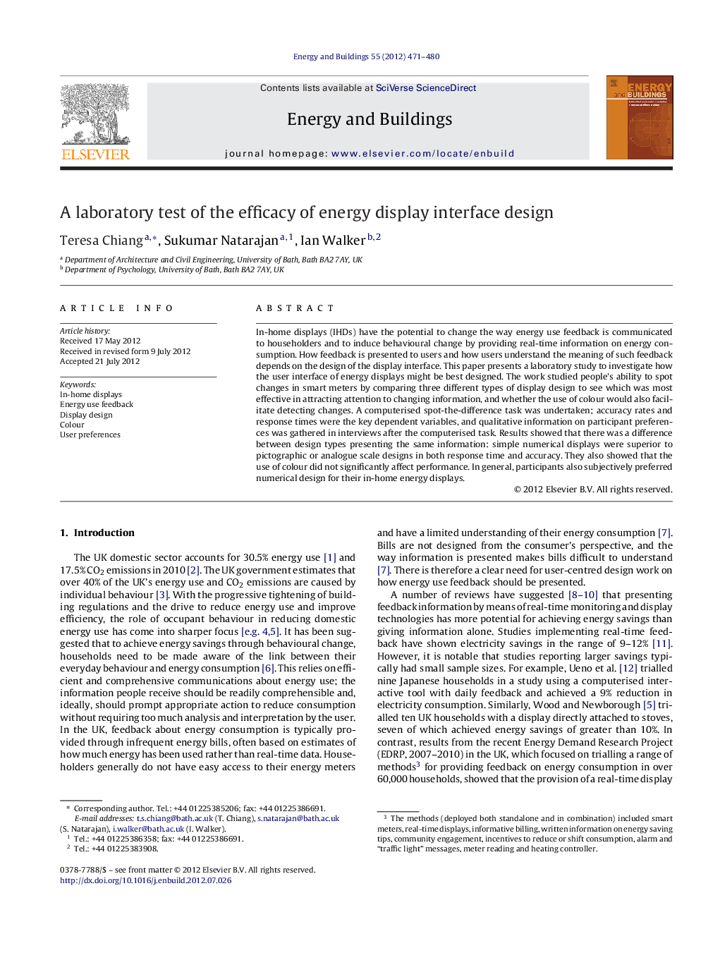 A laboratory test of the efficacy of energy display interface design