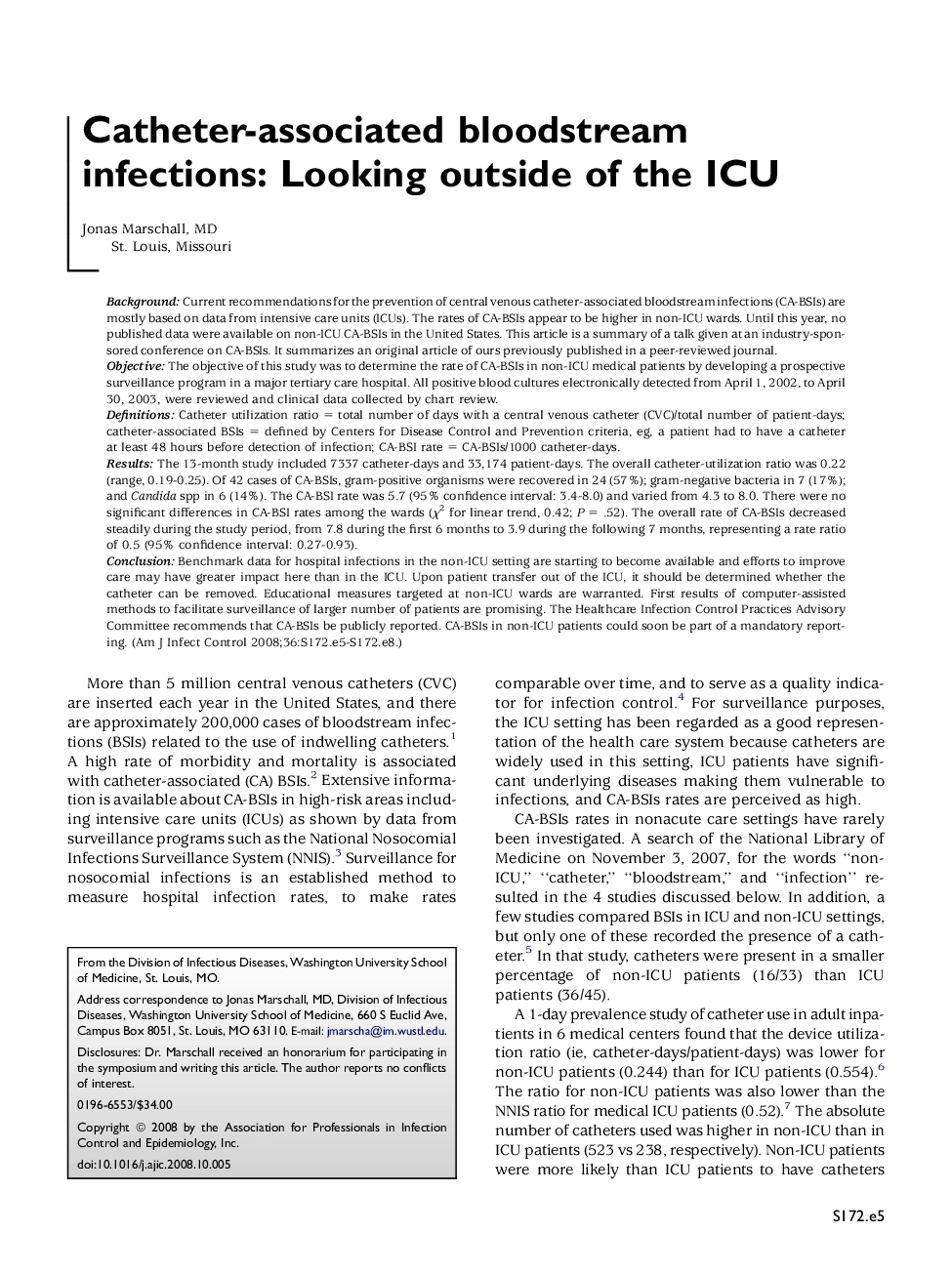 Catheter-associated bloodstream infections: Looking outside of the ICU