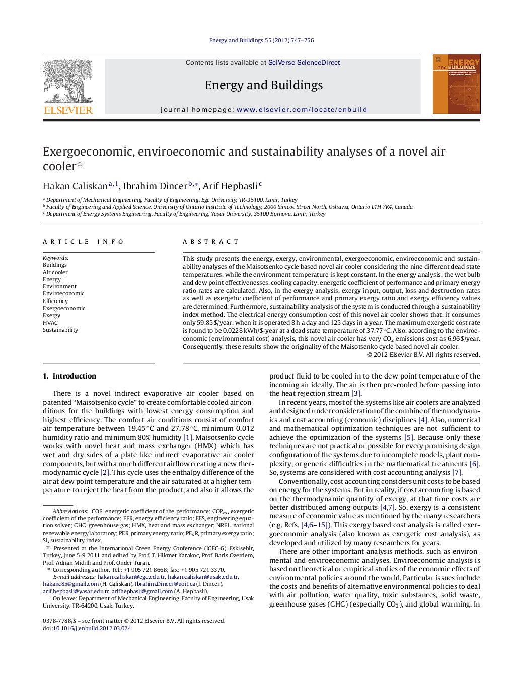 Exergoeconomic, enviroeconomic and sustainability analyses of a novel air cooler 