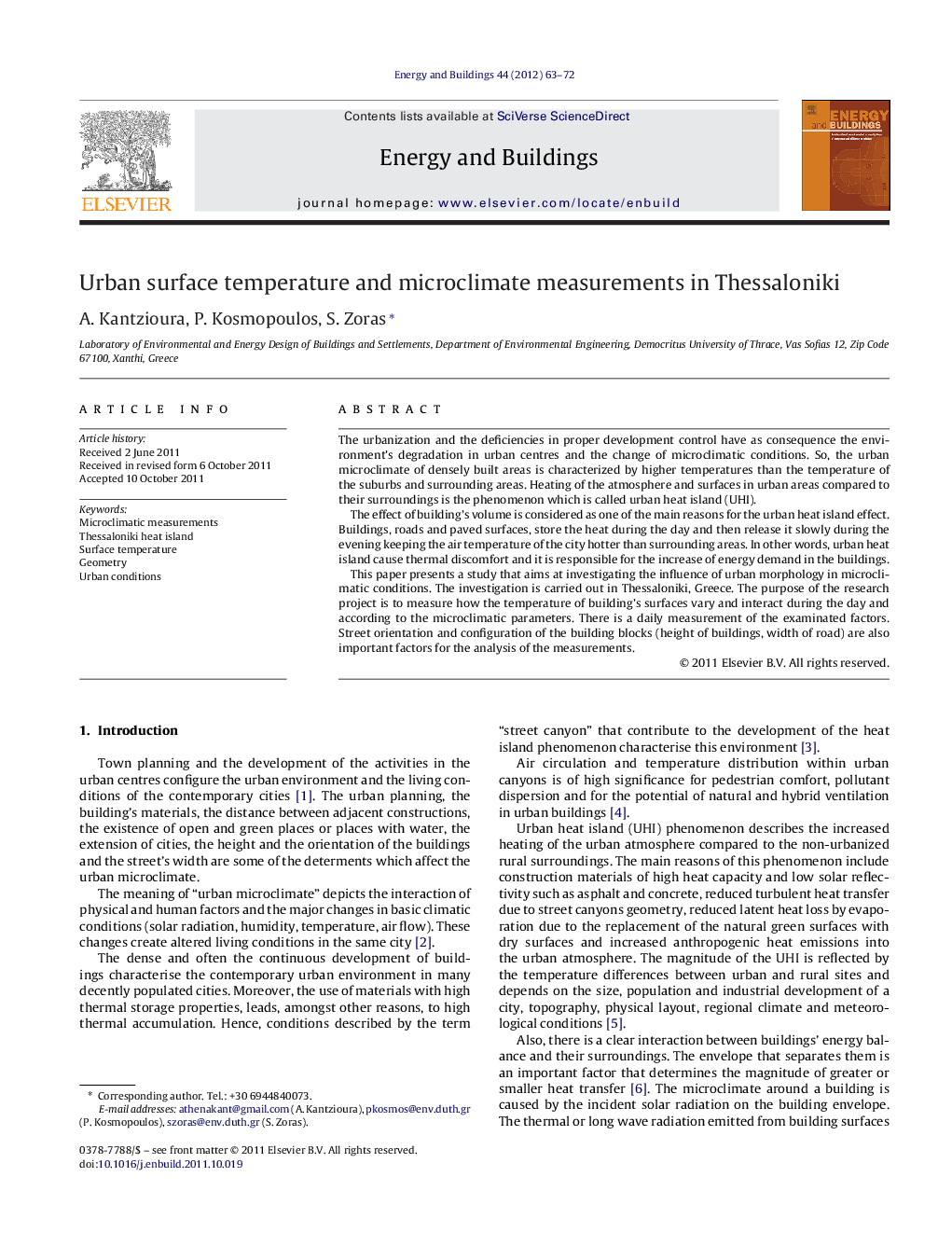 Urban surface temperature and microclimate measurements in Thessaloniki