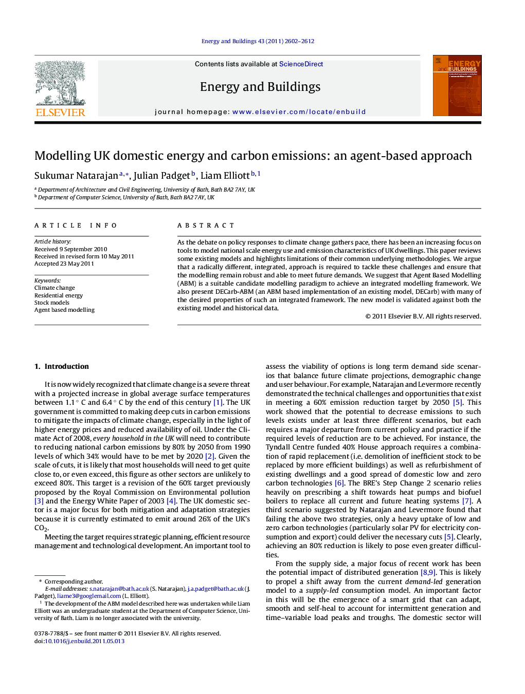 Modelling UK domestic energy and carbon emissions: an agent-based approach