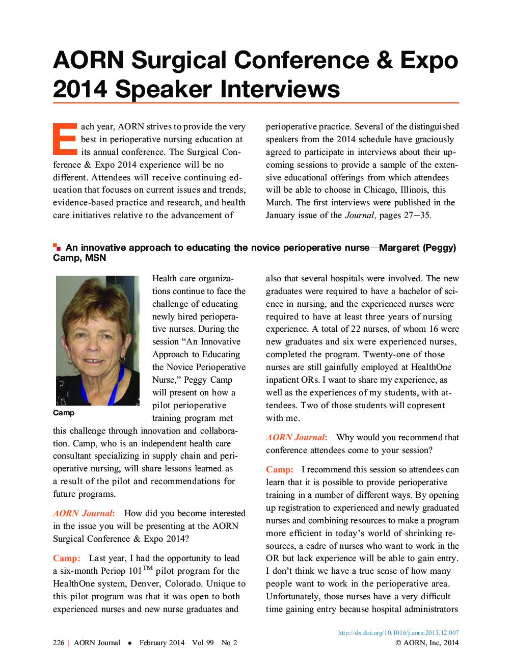 عکس صفحه اول مقاله: AORN Surgical Conference & Expo 2014 Speaker Interviews AORN Surgical Conference & Expo 2014 Speaker Interviews